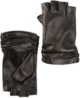 Thumbnail for your product : Portolano Perforated Leather & Silk Fingerless Gloves
