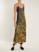 Thumbnail for your product : Adriana Iglesias Jadi Floral Print Stretch Silk Slip Dress - Womens - Black Gold