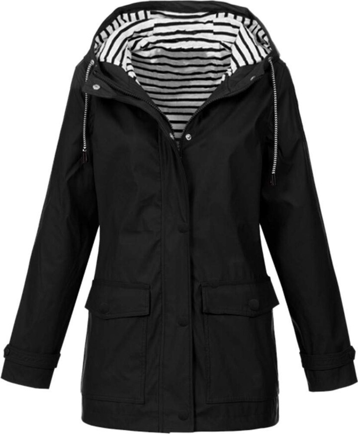 COGOTO Women Solid Color Rain Jacket Coat Outdoor Plus Waterproof ...