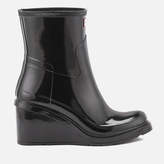 Thumbnail for your product : Hunter Women's Original Refined Mid Wedge Gloss Boots - Black