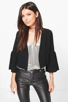 Thumbnail for your product : boohoo Esme Bell Sleeve Crop Blazer