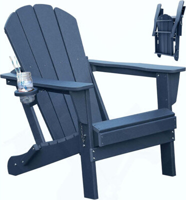 Highland Dunes Patio Chairs Plastic Patio Chair Patio Chairs HDPE Patio Chair Folding Patio Chairs Outdoor Chairs With Cup Holder For Lawn Patio Deck Fire Pit