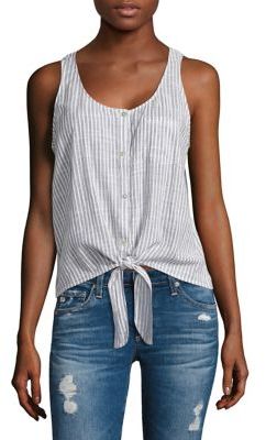 AG Jeans Cynthia Striped Tie-Front Tank Top