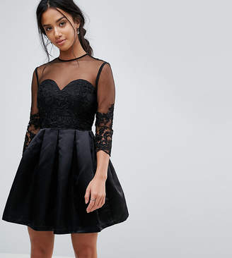 Chi Chi London Petite Mini Skater Prom Dress With Lace Sweetheart Detail