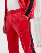 Thumbnail for your product : Weekday Local velour joggers in red