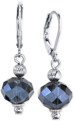 2028 Silver-Tone Blue Bead Drop Earrings, a Macy's Exclusive Style