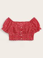 Thumbnail for your product : Shein Daisy Print V Neck Crop Top