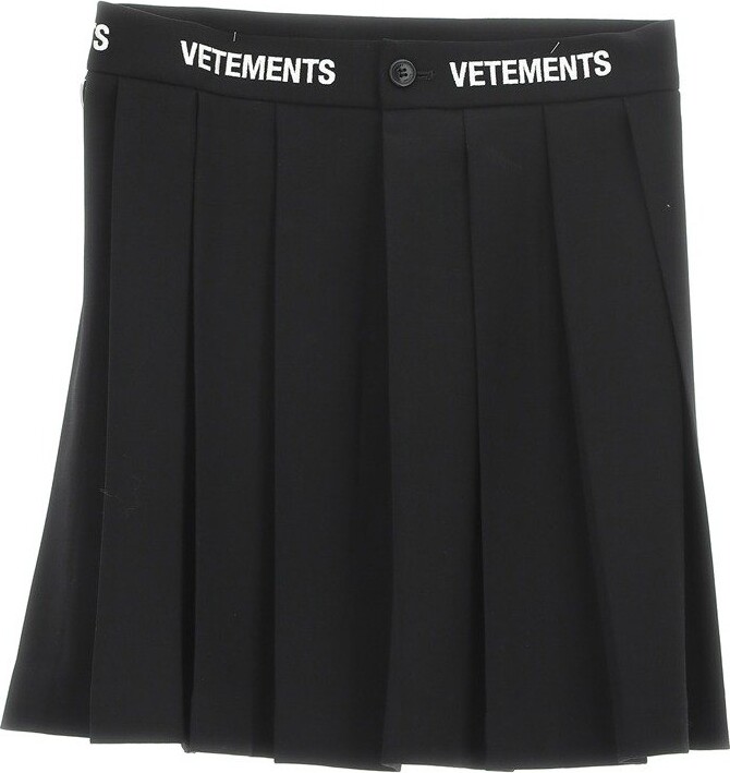 Vetements Logo Band Printed Pleated Skirt - ShopStyle