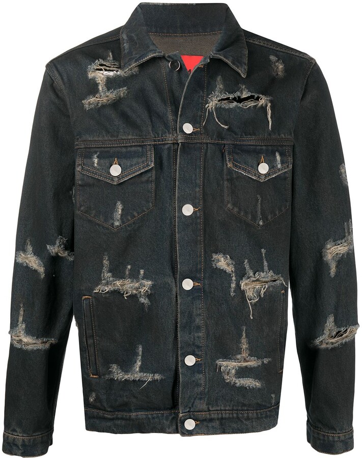 424 Trucker distressed denim jacket - ShopStyle