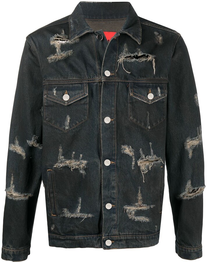 424 Trucker distressed denim jacket ShopStyle