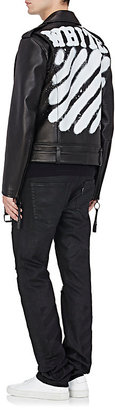 Off-White Men's Spray-Painted Leather Biker Jacket