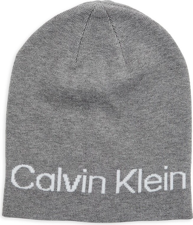 Calvin Klein Women's Monogram Logo Pom-Pom Beanie - Grey