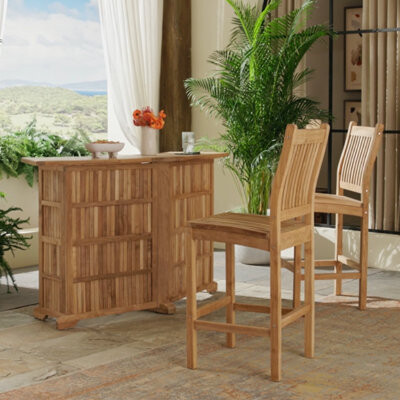 Touchstone Velari Teak Outdoor Bar Set - 3 Pieces