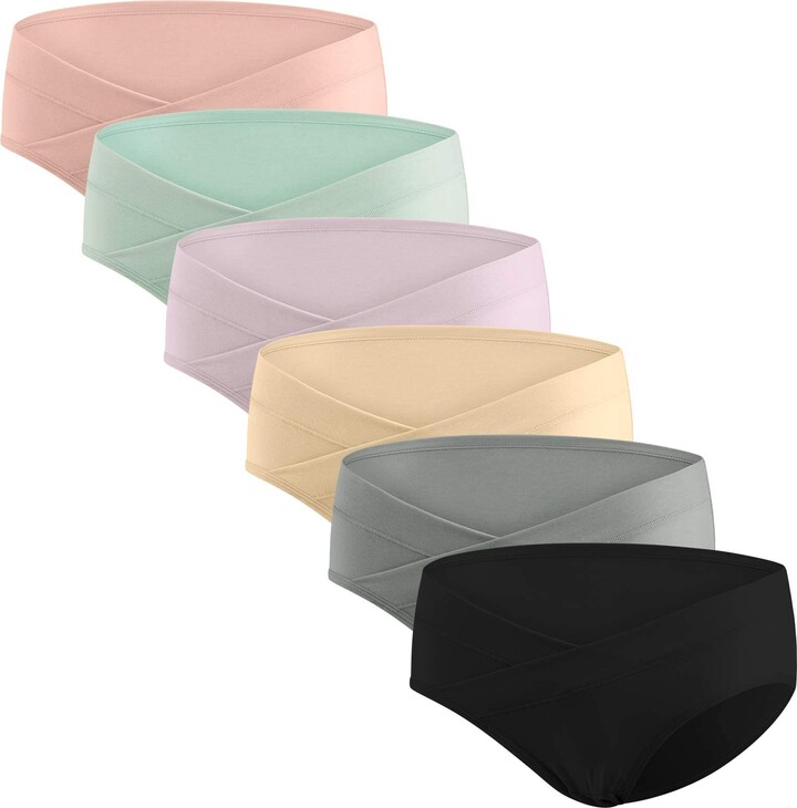 HBselect 6 Pack Women Under The Bump Maternity Knickers Bikini Cotton