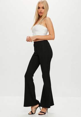 Missguided Petite Black Flared Trousers, Black