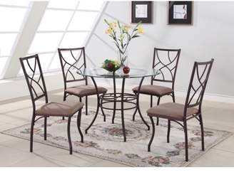 Dunham Pilaster Designs 5 Piece Copper Metal & Glass Contemporary Round Kitchen Dinette Dining Table & 4 Side Chairs Set