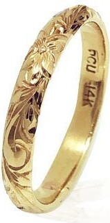 Etsy 14Kt Yellow Gold Hawaiian Wedding Ring Band