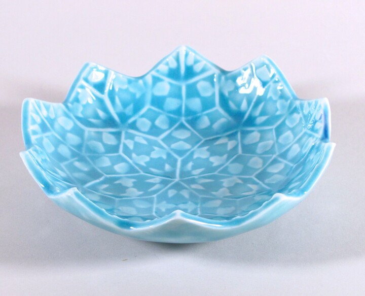 Lotus Flower Ring Dish - Turquoise Blue Ceramic Soap