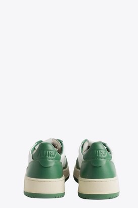 AUTRY White/green Leather Low-top Lace Up Sneaker