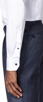Eton Slim Fit Twill Dress Shirt with Blue Details