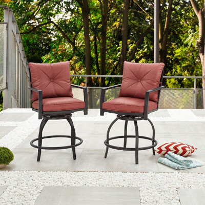 Alcott Hill Red Furniture The, Briella 24 Patio Bar Stool With Cushion