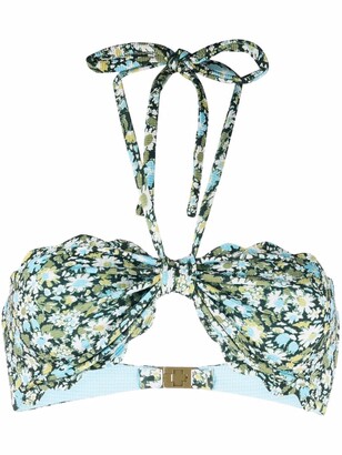 Marysia Swim Floral-Print Halterneck Bikini Top