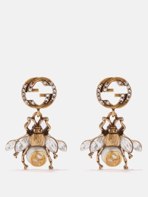 Gucci Bee Gg Crystal-embellished Earrings ShopStyle