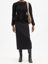 Thumbnail for your product : Lemaire Peplum Rib-knit Wool Sweater - Black