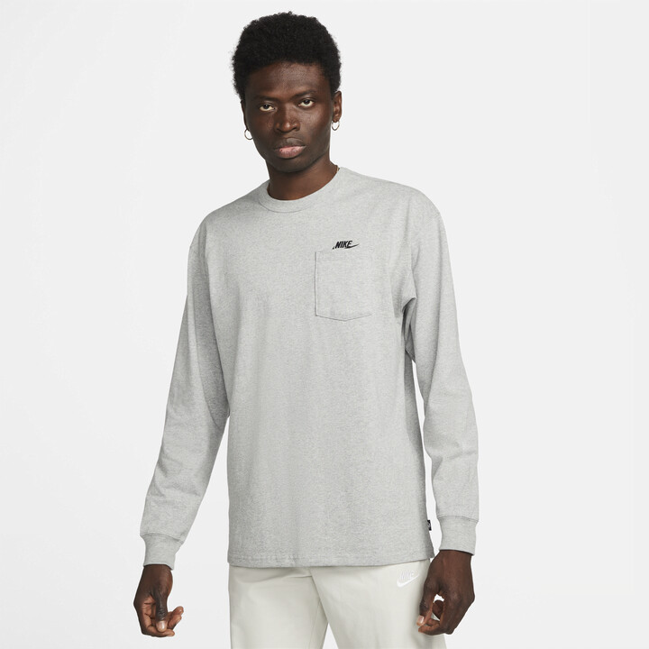 Nike Men's Sportswear Premium Essentials Long-Sleeve Pocket T-Shirt in Grey  - ShopStyle