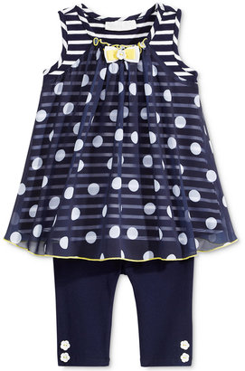 Bonnie Baby 2-Pc. Dot-Print Chiffon Tunic & Leggings Set, Baby Girls (0-24 months)