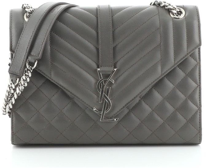 Saint Laurent Classic Monogram Envelope Satchel Quilted Leather Medium