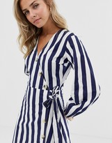 Thumbnail for your product : Influence stripe midi dress with button detail