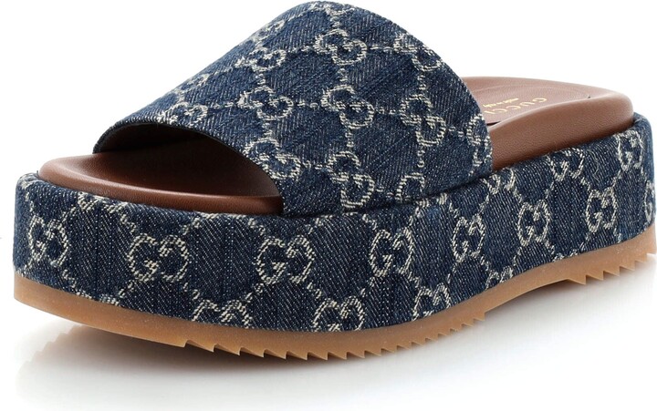 Gucci Women's Angelina Platform Slide Sandals GG Denim - ShopStyle