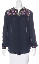 Thumbnail for your product : Haute Hippie Embroidered Silk Blouse w/ Tags