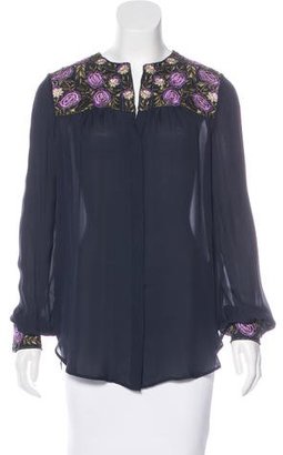Haute Hippie Embroidered Silk Blouse w/ Tags