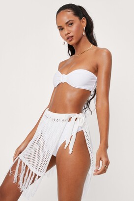 Nasty Gal Womens Crochet Tie Side Mini Beach Cover Up Skirt - White - M