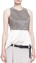 Thumbnail for your product : Brunello Cucinelli Pebbled Leather Cropped Tux Jacket with Pockets
