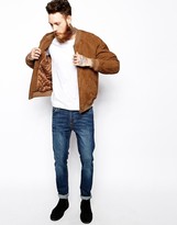 Thumbnail for your product : ASOS Suede Bomber Jacket In Tan