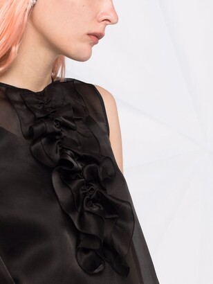 MSGM Sleeveless Ruffle Silk Dress