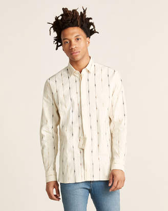 Saint Laurent Metallic Stripe Long Sleeve Linen-Blend Shirt