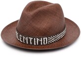 Thumbnail for your product : Valentino Logo-Band Straw Hat