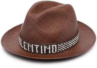 Valentino Logo-Band Straw Hat