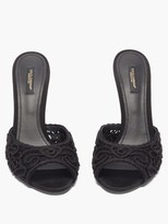 Thumbnail for your product : Dolce & Gabbana Peep-toe Lace And Leather Mules - Black