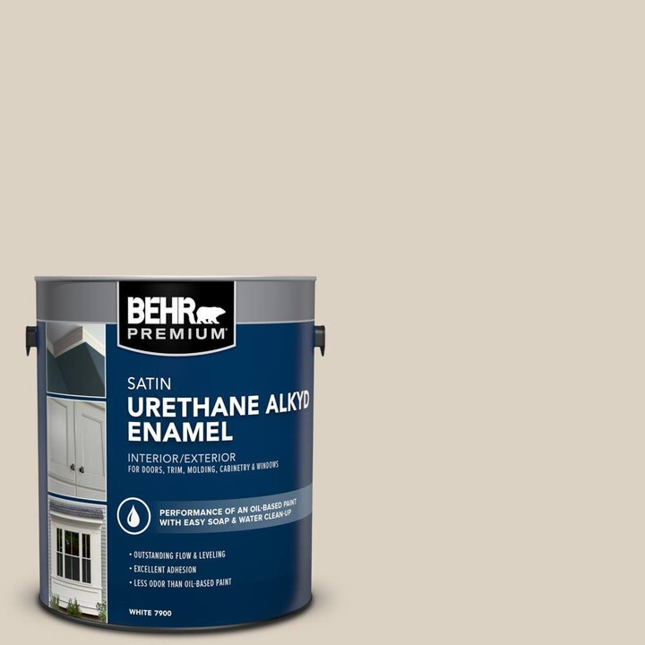 BEHR PREMIUM 1 gal. #AE-9 Manchester Gray Urethane Alkyd Satin Enamel Interior/Exterior Paint