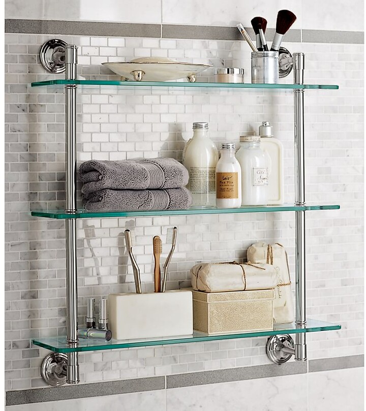 Pottery Barn Mercer Triple Glass Shelf ShopStyle Bathroom