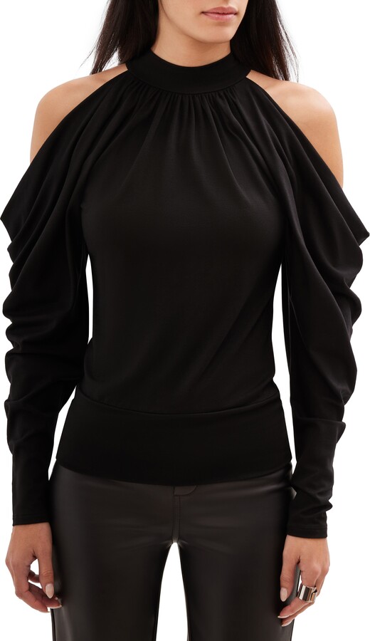 Marcella Perry Draped Cold Shoulder Jersey Top