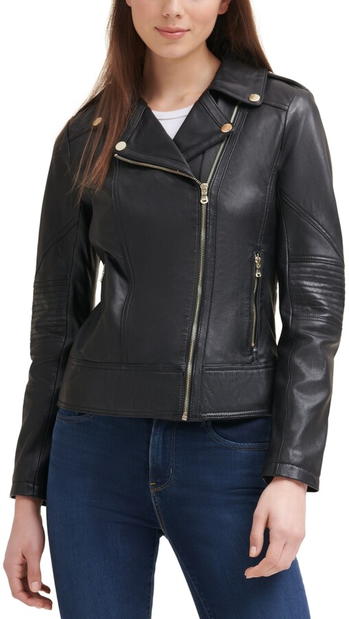 guess leather jacket womens