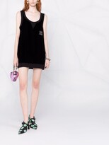 Thumbnail for your product : Miu Miu Logo-Embroidered Velvet Mini Dress