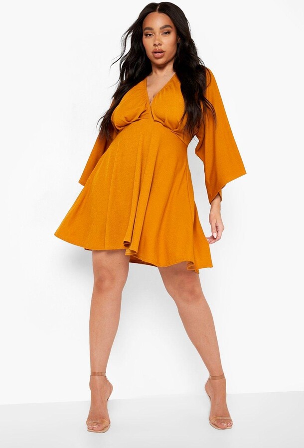 yellow skater dress long sleeve