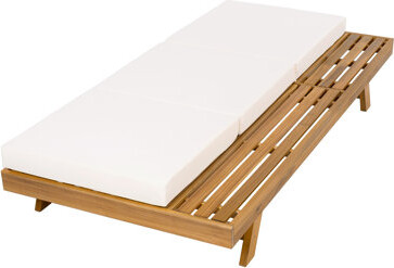 George Oliver Lounge Chaise Set, Space Available On One Side,acacia Solid Wood With Lounge Cushion (Triple Fold)